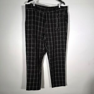 Black Plaid Cropped Pants w/ Removable Chain | Lightweight | Men’s XXL